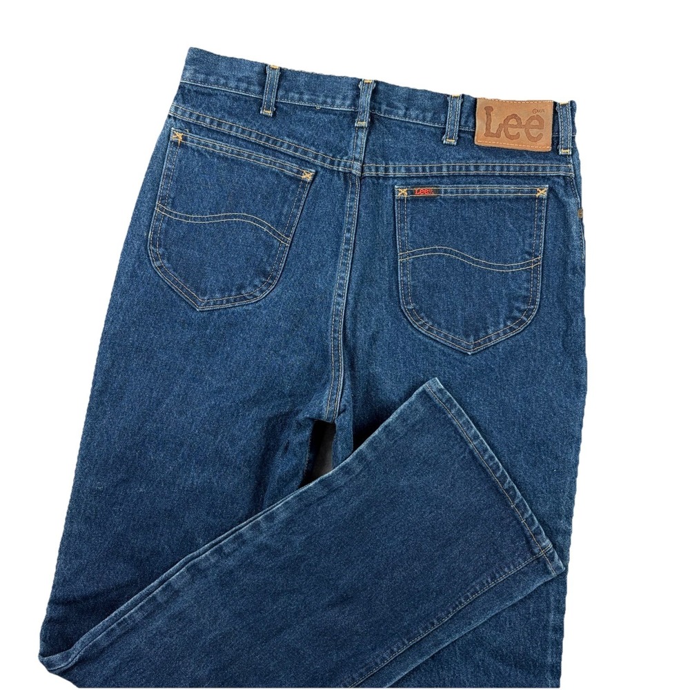 Vtg Lee Jeans Men 34x36 Blue Bootcut USA Union Made 70s 80s Talon Zip Dark Wash - Picture 1 of 14